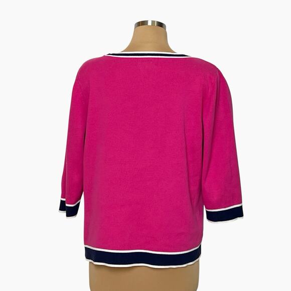 Tommy Hilfiger Sweater Womens XL Pink Pima Cotton Knit Pullover Classic Preppy - Picture 3 of 7